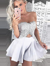 2017 Homecoming Dress Beautiful Sexy Lace White Short Prom Dress Party Dress JKS052