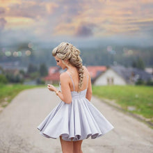 Homecoming Dress V-neck Silver Appliques Short Prom Dress Party Dress JKS055|Annapromdress
