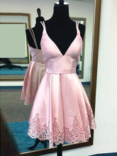 Cute Pink Homecoming Dress Spaghetti Straps Short Prom Dress Party Dress JKS067