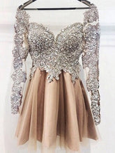 Sexy Homecoming Dress Long Sleeve Appliques Short Prom Dress Party Dress JKS072