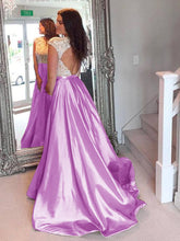 Lilac Sexy Prom Dresses Taffeta Appliques Long Prom Dress/Evening Dress JKS080
