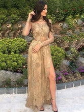 Long Sleeve Prom Dresses High Neck Silt Long Prom Dress/Evening Dress JKS084