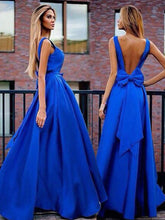 Royal Blue Prom Dresses Floor-length Satin Prom Dress/Evening Dress JKS096