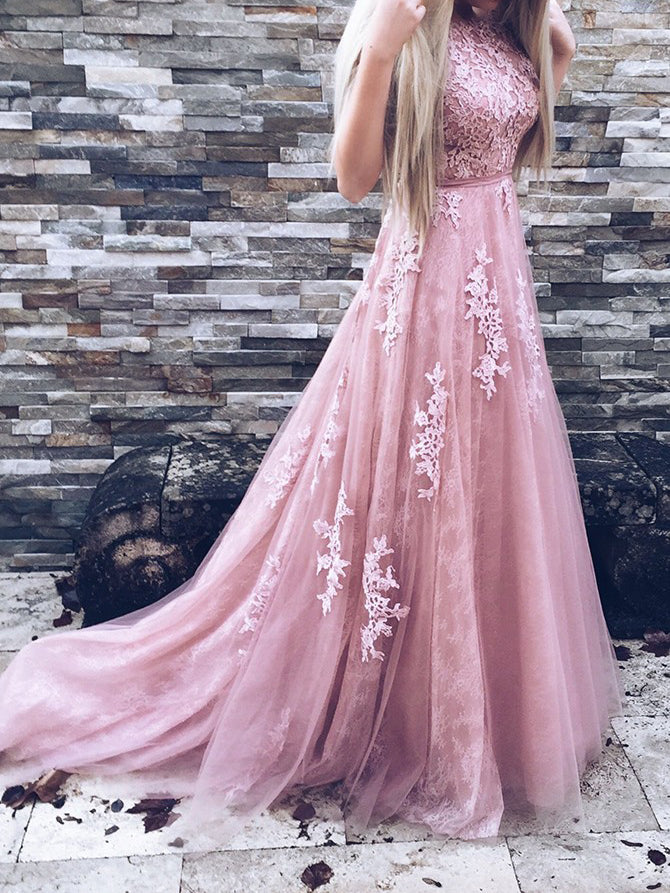Beautiful Lace Prom Dresses Sweep/Brush Train Prom Dress/Evening Dress JKS103