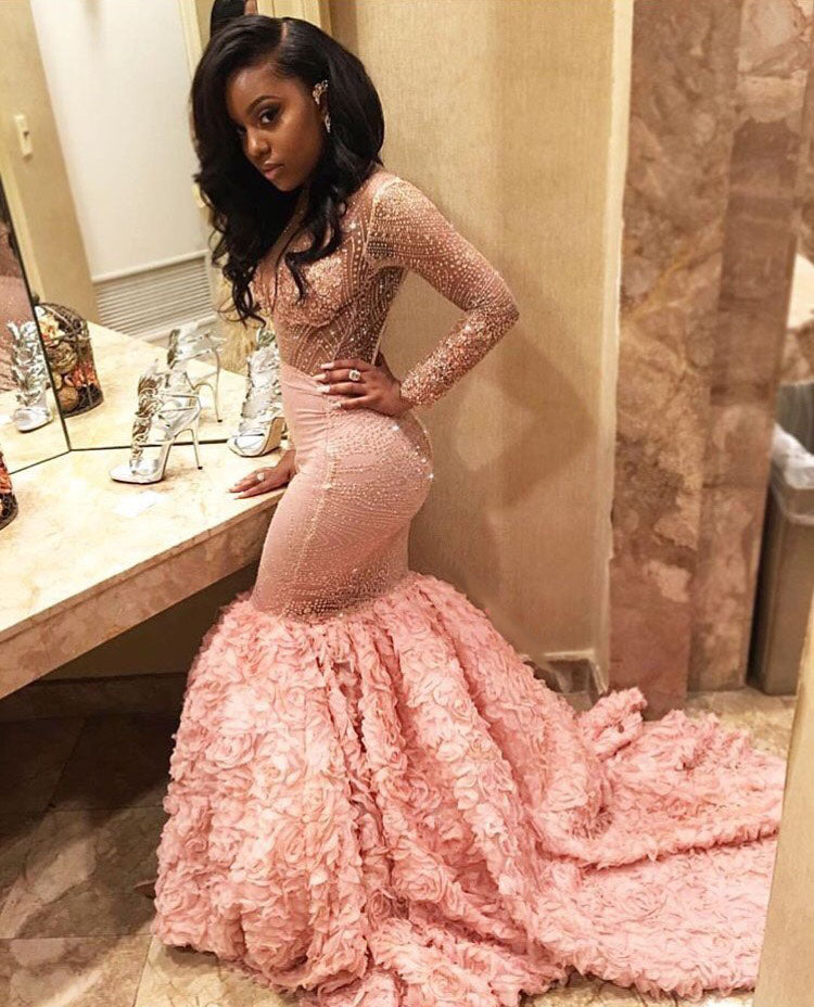 Luxury Prom Dresses Pink Sexy Long Sleeve Prom Dress/Evening Dress JKS Anna PromDress Luxury Prom Dresses Pink Sexy Long Sleeve Prom Dress/Evening Dress JKS Anna PromDress