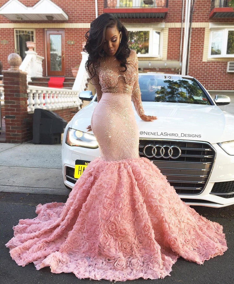 Luxury Prom Dresses Pink Sexy Long Sleeve Prom Dress/Evening Dress JKS Anna PromDress Luxury Prom Dresses Pink Sexy Long Sleeve Prom Dress/Evening Dress JKS Anna PromDress