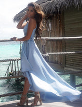 High-Low Prom Dresses V-neck Asymmetrical Prom Dress/Evening Dress JKS106