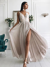 Sexy Prom Dresses with Slit Appliques Long Prom Dress/Evening Dress JKS116|Annapromdress