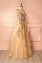 Beautiful Prom Dresses A-line Sweetheart Gold Lace-up Prom Dress/Evening Dress JKS121
