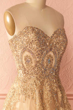 Beautiful Prom Dresses A-line Sweetheart Gold Lace-up Prom Dress/Evening Dress JKS121