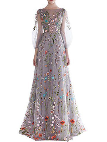 Beautiful Prom Dresses Bateau A-line Appliques Tulle Long Prom Dress/Evening Dress JKS126|Annapromdress