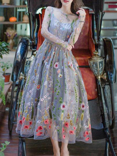 Beautiful Prom Dresses Scoop A-line Lace Tea-length Tulle Prom Dress/Evening Dress JKS129|Annapromdress