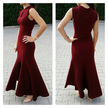 Chic Burgundy Prom Dresses Scoop Sheath/Column Ankle-length Prom Dress/Evening Dress JKS130