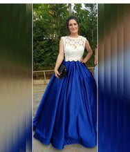 Royal Blue Prom Dresses Ball Gown Floor-length Lace Prom Dress/Evening Dress JKS132