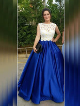 Royal Blue Prom Dresses Ball Gown Floor-length Lace Prom Dress/Evening Dress JKS132