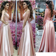 Cheap Prom Dresses V-neck Floor-length Satin Pearl Pink Prom Dress/Evening Dress JKS140