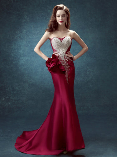 Sexy Prom Dresses Trumpet/Mermaid Elastic Woven Satin Long Prom Dress/Evening Dress JKS149