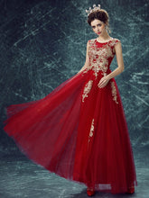 Beautiful Prom Dresses A-line Ankle-length Gold Appliques Prom Dress/Evening Dress JKS151