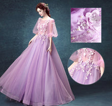 Chic Lilac Prom Dresses Appliques Floor-length Beautiful Prom Dress/Evening Dress JKS152