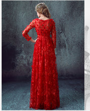 Chic Prom Dresses Bateau Floor-length A-line Long Lace Prom Dress/Evening Dress JKS156