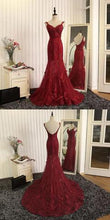 Burgundy Prom Dress Trumpet/Mermaid Sweep/Brush Train Sexy Long Prom Dress/Evening Dress JKS158