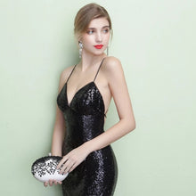 Black Prom Dresses Spaghetti Straps Sheath/Column Short Train Sexy Prom Dress/Evening Dress JKS161
