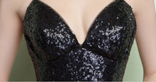 Black Prom Dresses Spaghetti Straps Sheath/Column Short Train Sexy Prom Dress/Evening Dress JKS161