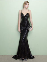 Black Prom Dresses Spaghetti Straps Sheath/Column Short Train Sexy Prom Dress/Evening Dress JKS161