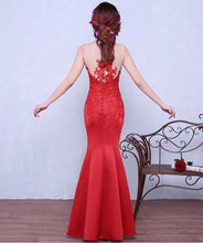 Red Prom Dresses Trumpet/Mermaid Floor-length Satin Sexy Prom Dress/Evening Dress JKS162