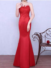 Red Prom Dresses Trumpet/Mermaid Floor-length Satin Sexy Prom Dress/Evening Dress JKS162