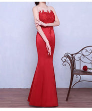 Red Prom Dresses Trumpet/Mermaid Floor-length Satin Sexy Prom Dress/Evening Dress JKS162