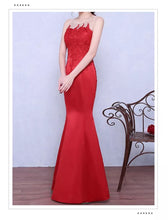 Red Prom Dresses Trumpet/Mermaid Floor-length Satin Sexy Prom Dress/Evening Dress JKS162