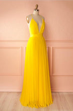 Cheap Sexy Prom Dresses Daffodil Criss-cross Straps Long Prom Dress/Evening Dress JKS164
