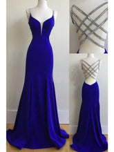Royal Blue Prom Dresses Straps Sheath/Column Sexy Prom Dress/Evening Dress JKS165