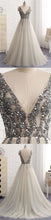 Chic Prom Dresses A-line Rhinestone V-neck Long Prom Dress/Evening Dress JKS168