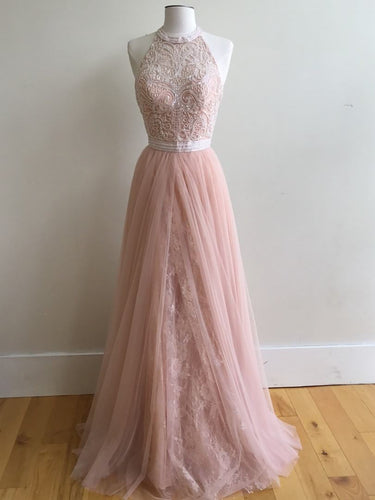 Beautiful Prom Dresses Halter Floor-length Lace Beading Prom Dress/Evening Dress JKS173