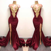 Chic Burgundy Prom Dresses Trumpet/Mermaid Appliques Sexy Prom Dress/Evening Dress JKS175