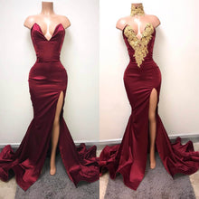 Chic Burgundy Prom Dresses Trumpet/Mermaid Appliques Sexy Prom Dress/Evening Dress JKS175