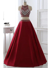 Beautiful Prom Dresses Scoop A-line Floor-length Satin Sexy Prom Dress/Evening Dress JKS176