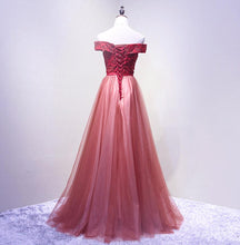 Lace Prom Dresses Floor-length Burgundy Off-the-shoulder Long Prom Dress/Evening Dress JKS177