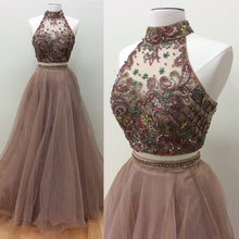 Two Piece Prom Dresses Floor-length Organza Sexy Prom Dress/Evening Dress JKS178