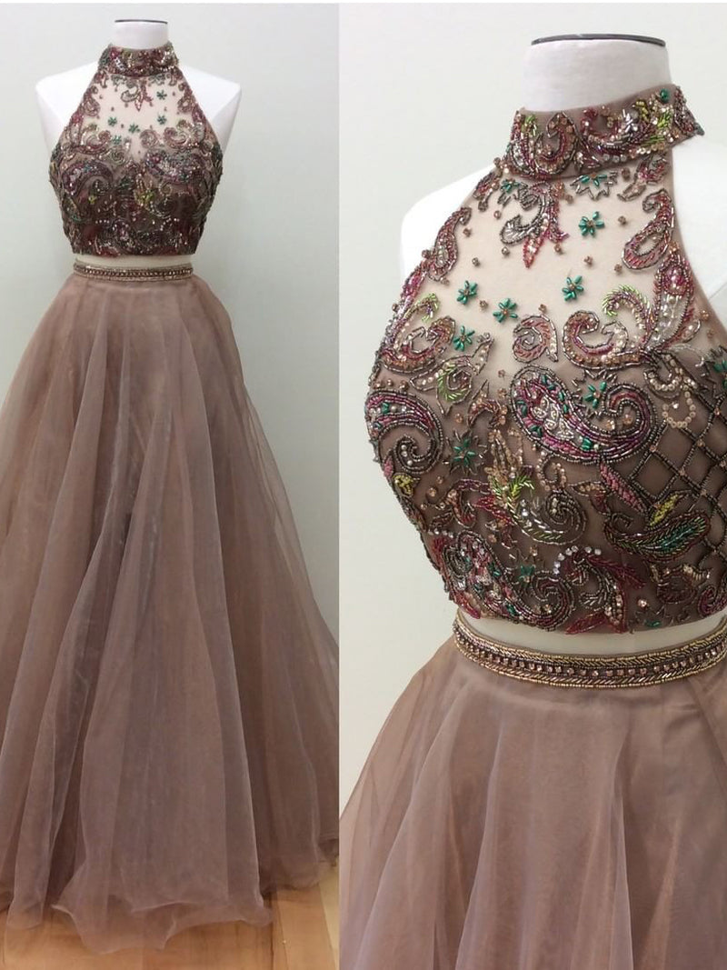 Two Piece Prom Dresses Floor-length Organza Sexy Prom Dress/Evening Dr –  Anna PromDress