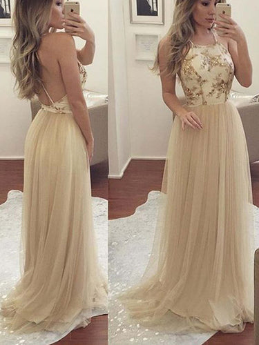 Cheap Prom Dresses Halter A-line Floor-length Appliques Sexy Prom Dress/Evening Dress JKS179