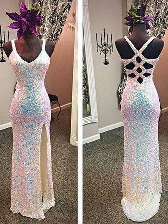 Luxury Prom Dresses V-neck Floor-length Rhinestone Sexy Prom Dress/Evening Dress JKS180