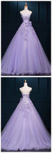 Ball Gown Prom Dresses Floor-length Appliques Lilac Long Prom Dress/Evening Dress JKS184