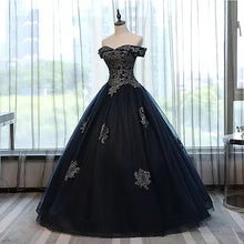 Chic Wedding Dresses Ball Gown Off-the-shoulder Black Tulle Bridal Gown JKS187|Annapromdress