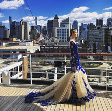 Luxury Prom Dresses Royal Blue Sweep/Brush Train Appliques Sexy Prom Dress/Evening Dress JKS191