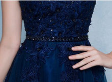 Chic Red Prom Dresses Floor-length Appliques Dark Navy Long Prom Dress/Evening Dress JKS195