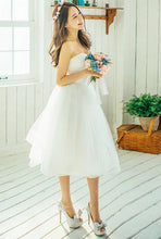 Short Wedding Dresses A-line Knee-length Ivory Tulle Beautiful Bridal Gown JKS197