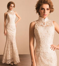 Sexy Wedding Dresses Hign Neck Trumpet/Mermaid Floor-length Lace Bridal Gown JKS199